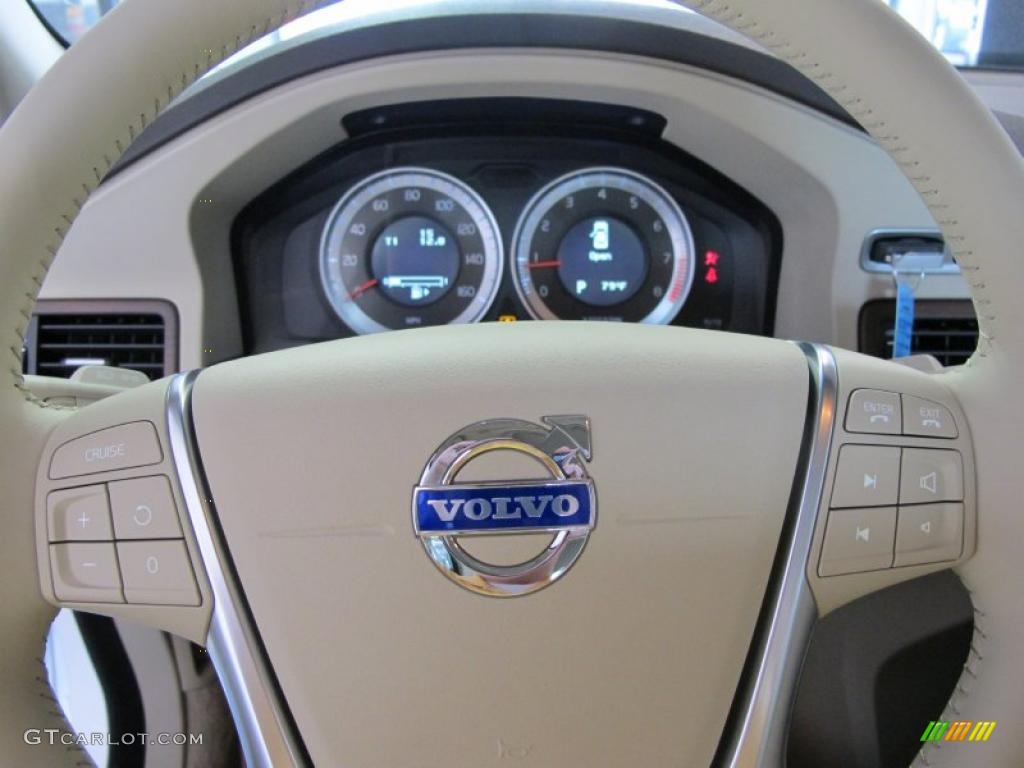 2011 Volvo S80 3.2 Sandstone Beige Steering Wheel Photo #47652325