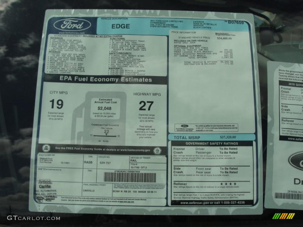 2011 Ford Edge Limited Window Sticker Photo #47658943