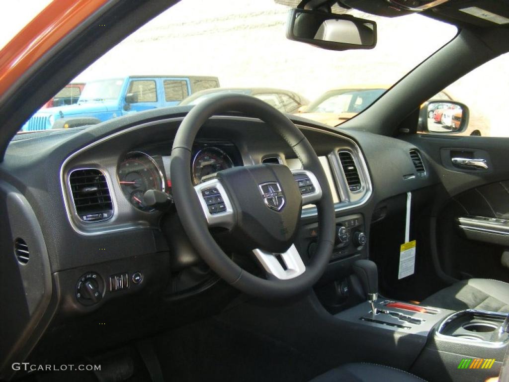 2011 Dodge Charger R/T Road & Track Black Steering Wheel Photo #47660311