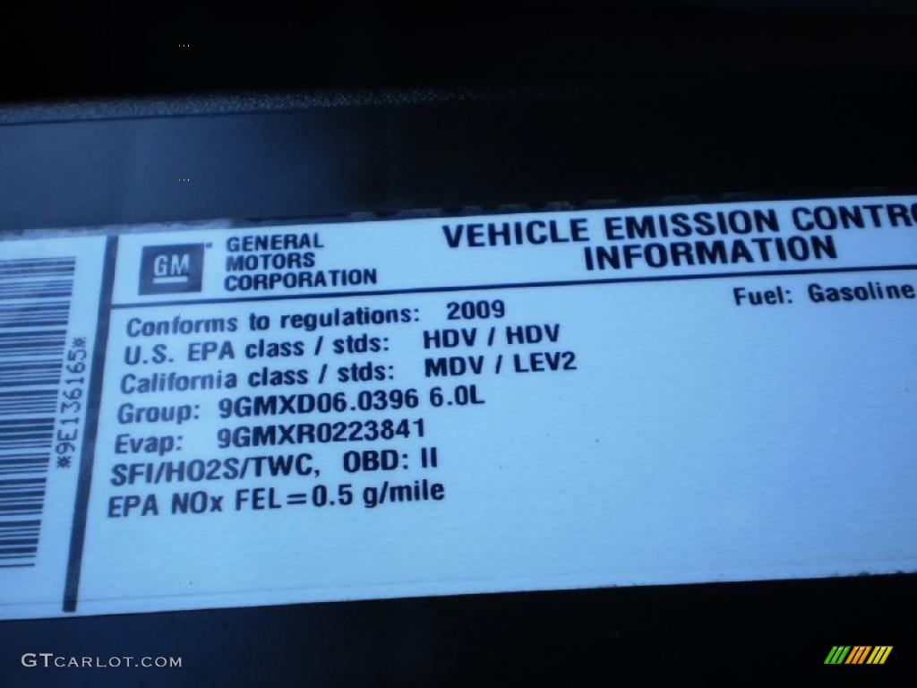 2009 Chevrolet Silverado 2500HD LT Extended Cab 4x4 Info Tag Photo #47661457