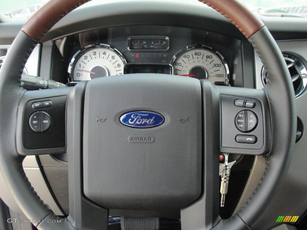 2011 Ford Expedition EL King Ranch Chaparral Leather Steering Wheel Photo #47661955