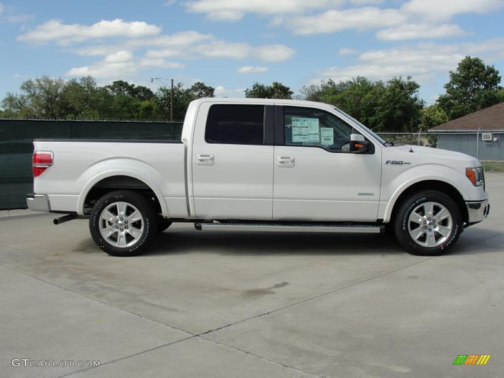 2011 F150 Lariat SuperCrew - White Platinum Metallic Tri-Coat / Pale Adobe photo #2