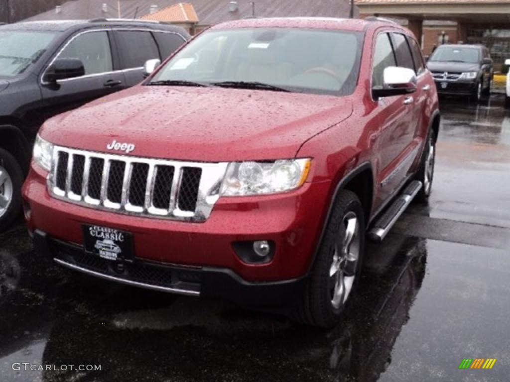 2011 Grand Cherokee Overland 4x4 - Inferno Red Crystal Pearl / Dark Frost Beige/Light Frost Beige photo #1