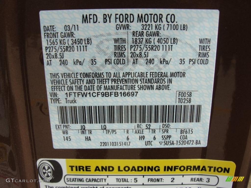 2011 F150 Color Code JQ for Golden Bronze Metallic Photo #47664890