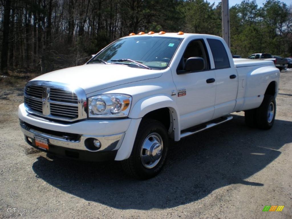 2008 Ram 3500 Big Horn Edition Quad Cab 4x4 Dually - Bright White / Medium Slate Gray photo #1