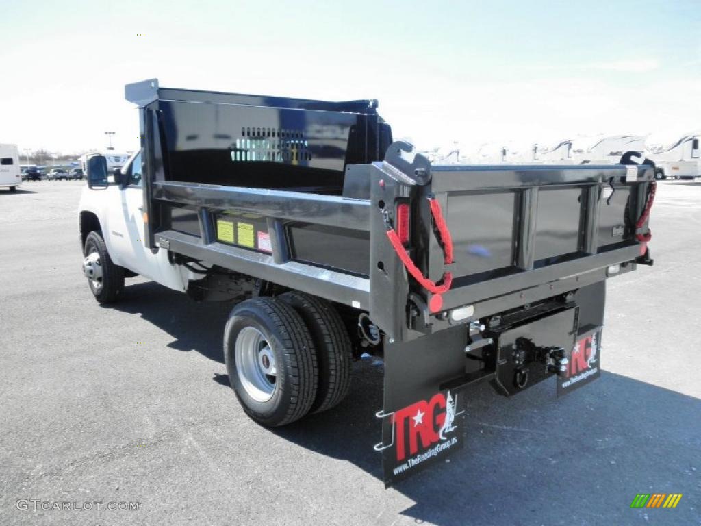 Summit White 2011 GMC Sierra 3500HD Work Truck Regular Cab Chassis Dump Truck Exterior Photo #47672893