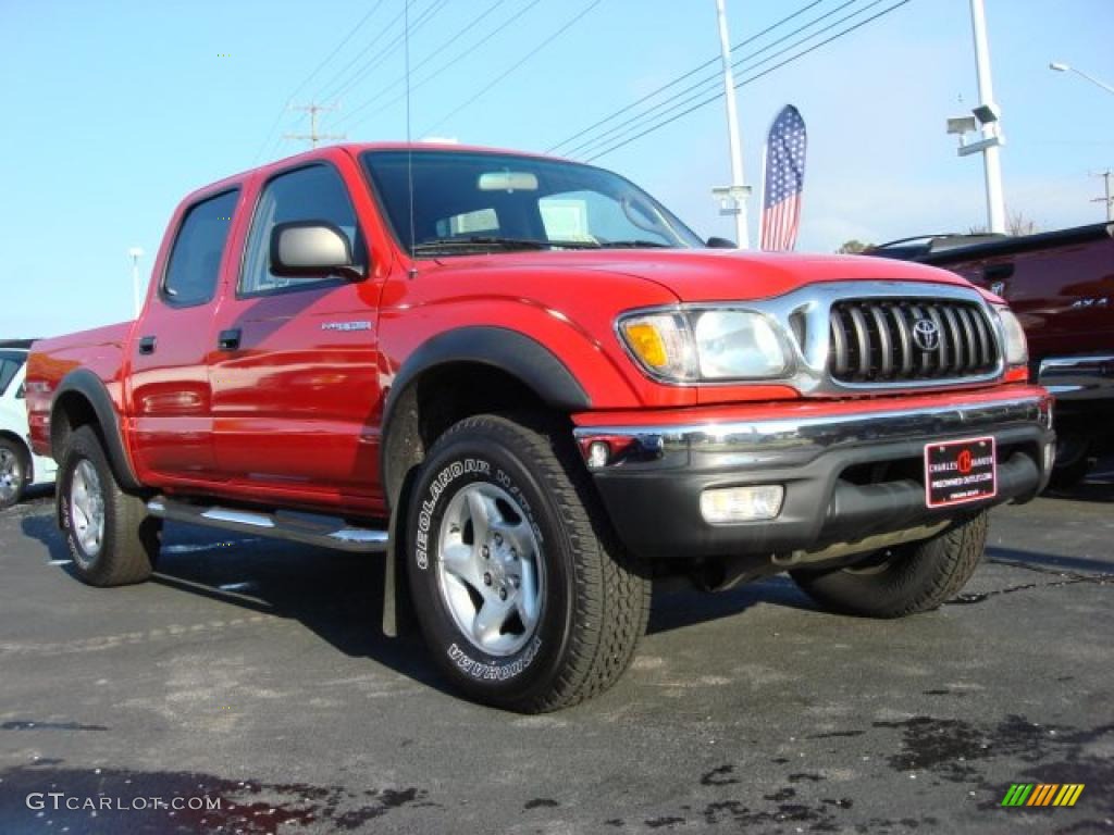 2004 Tacoma V6 PreRunner TRD Double Cab - Radiant Red / Oak photo #1