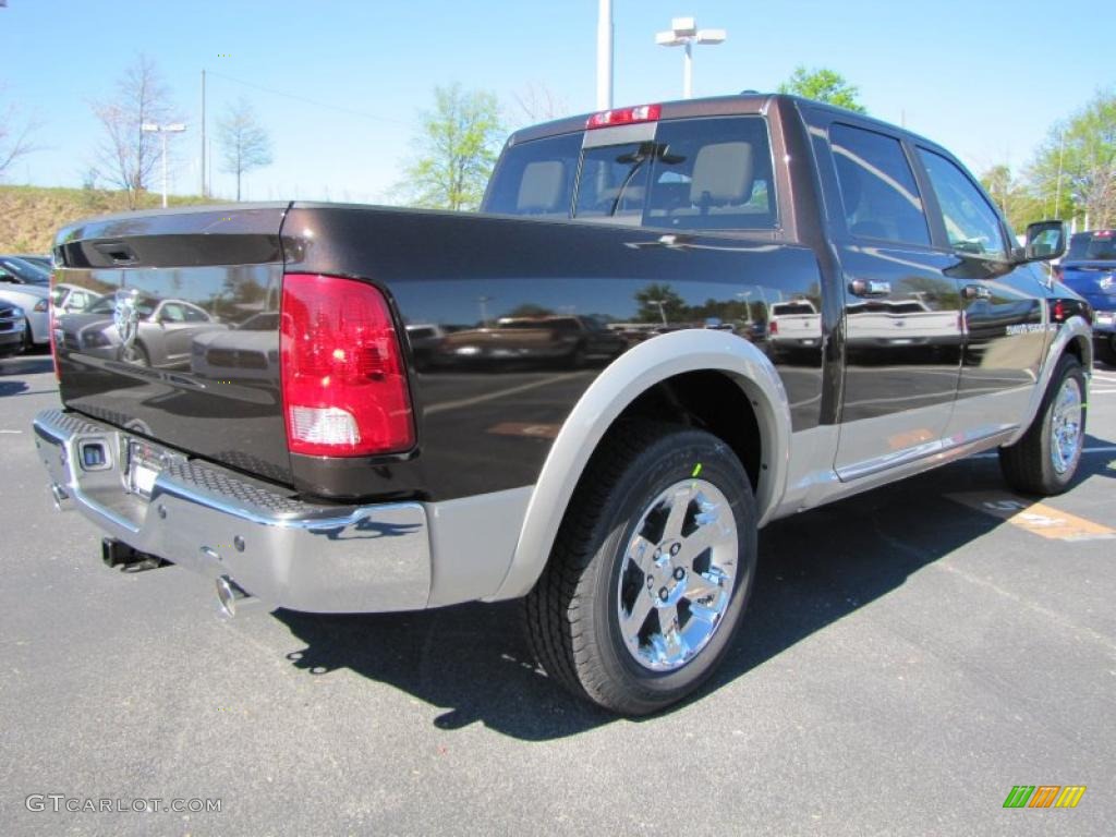 2011 Ram 1500 Laramie Crew Cab - Rugged Brown Pearl / Light Pebble Beige/Bark Brown photo #3