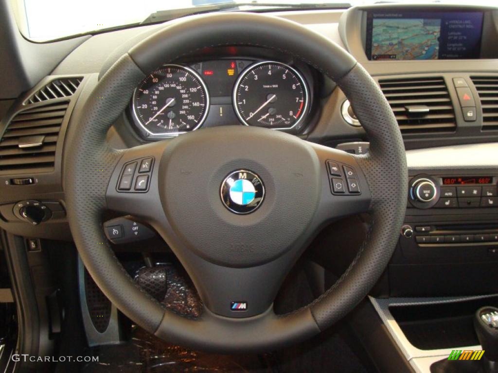 2011 BMW 1 Series 135i Coupe Black Steering Wheel Photo #47682274