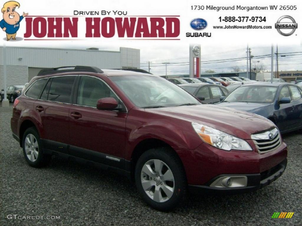 2011 Outback 2.5i Premium Wagon - Ruby Red Pearl / Warm Ivory photo #1