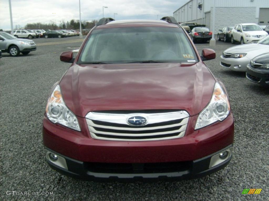 2011 Outback 2.5i Premium Wagon - Ruby Red Pearl / Warm Ivory photo #2