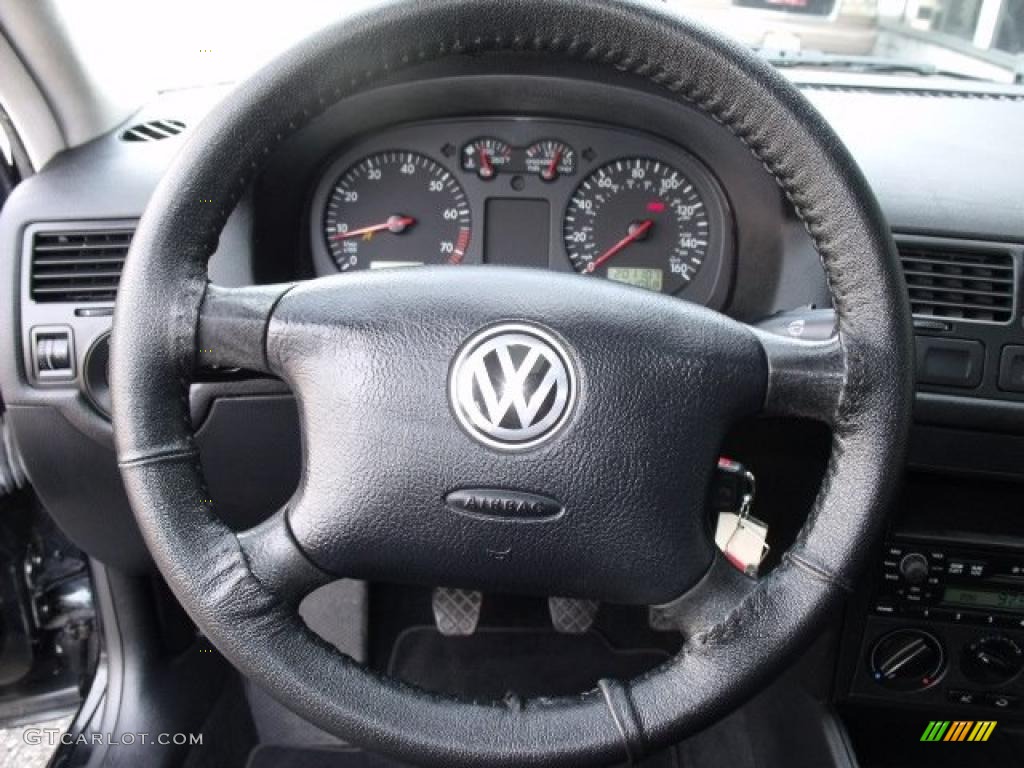 2001 Volkswagen Jetta GLS Sedan Black Steering Wheel Photo #47688346