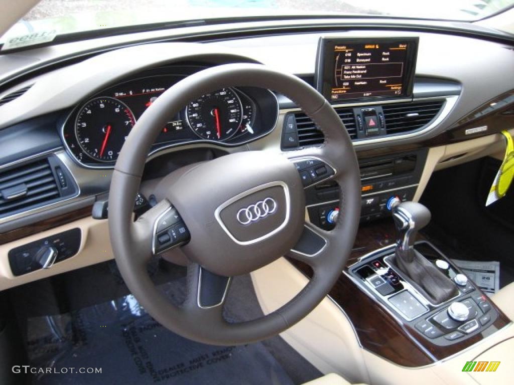 2012 Audi A7 3.0T quattro Prestige Velvet Beige Dashboard Photo #47688553