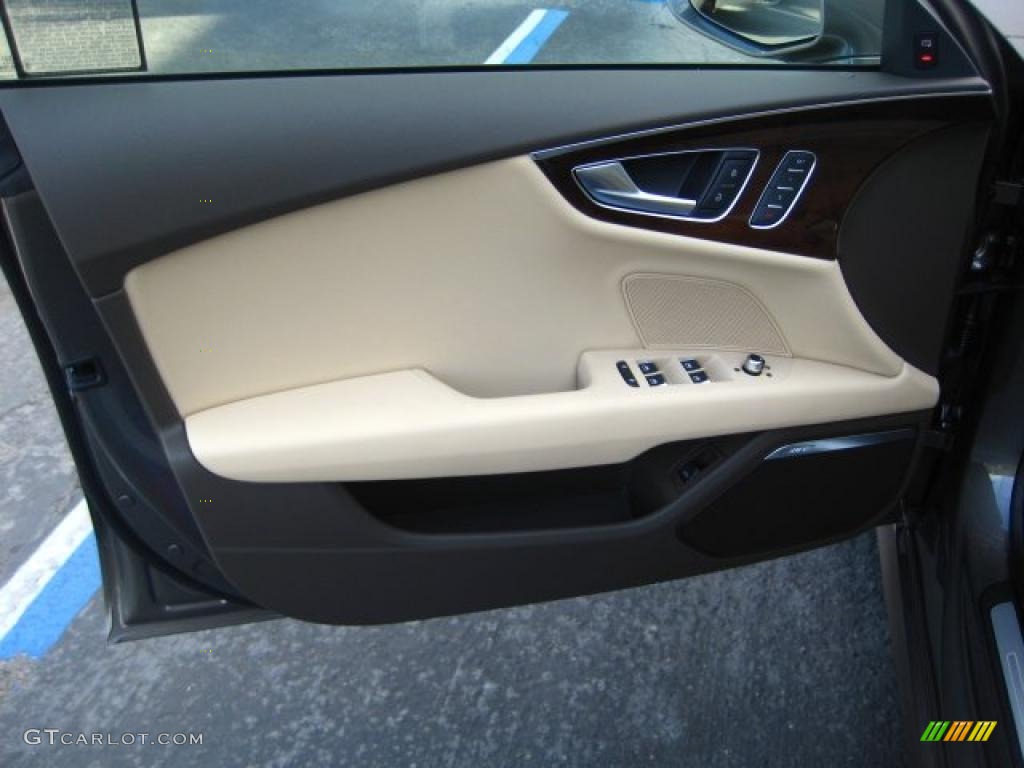 2012 Audi A7 3.0T quattro Prestige Velvet Beige Door Panel Photo #47688595