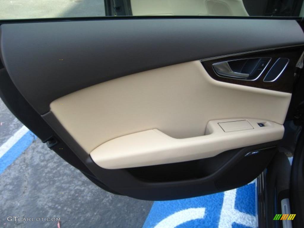 2012 Audi A7 3.0T quattro Prestige Velvet Beige Door Panel Photo #47688604