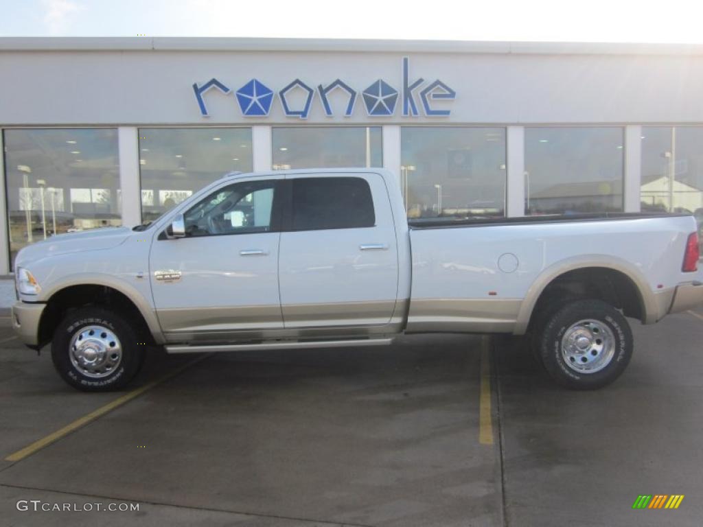 2011 Ram 3500 HD Laramie Longhorn Crew Cab 4x4 Dually - Bright White / Light Pebble Beige/Bark Brown photo #1