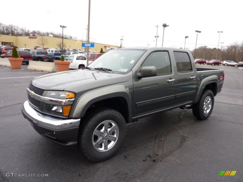 Steel Green Metallic 2011 Chevrolet Colorado LT Crew Cab 4x4 Exterior Photo #47693289