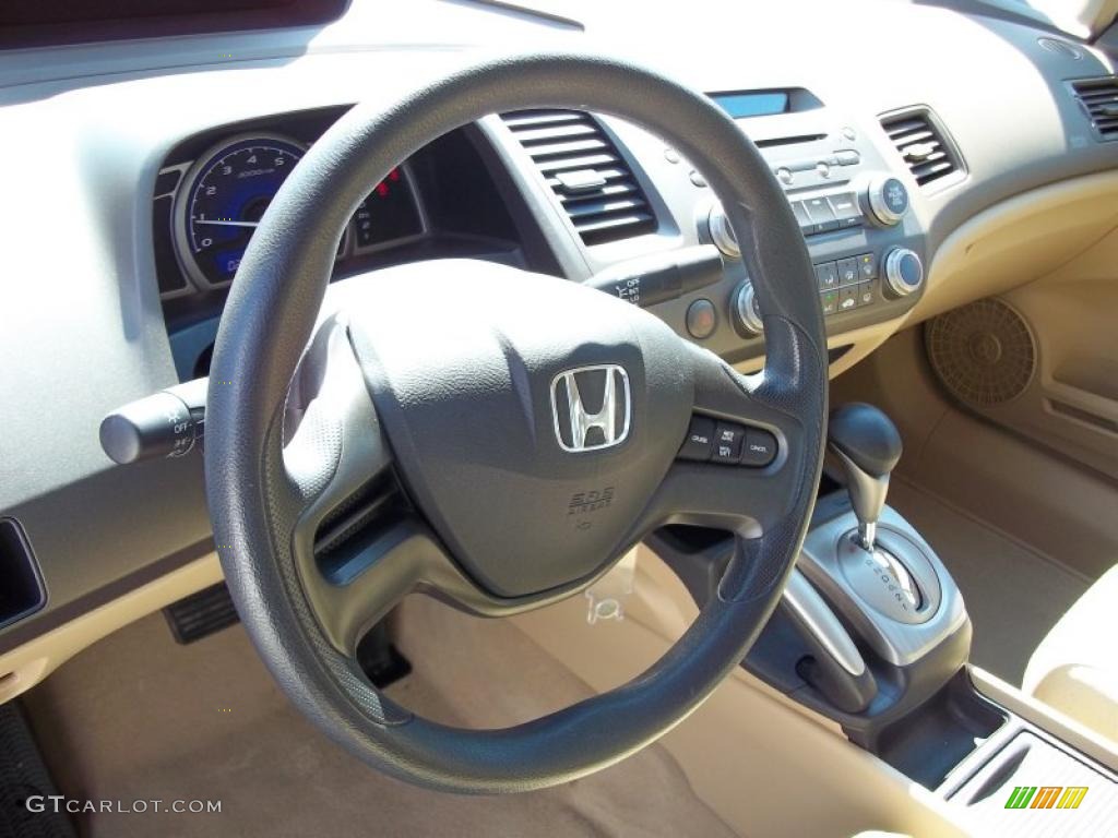 2008 Honda Civic LX Sedan Ivory Steering Wheel Photo #47694522
