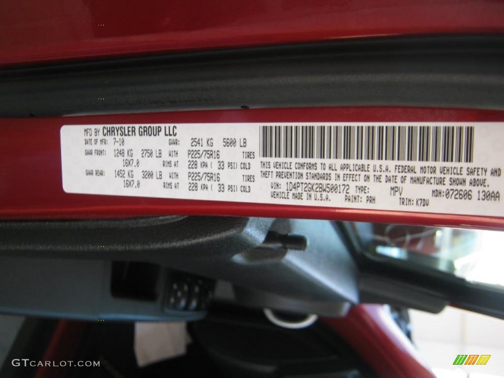 2011 Nitro Color Code PRH for Redline 2-Coat Pearl Photo #47697501