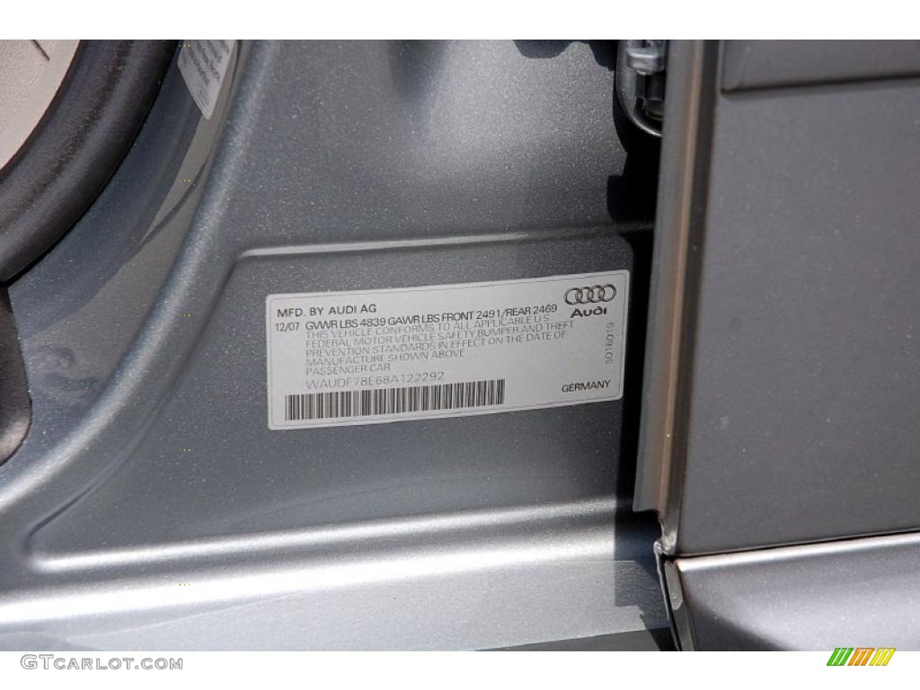 2008 A4 2.0T quattro Sedan - Quartz Grey Metallic / Light Gray photo #16