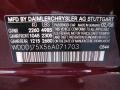  2006 CLS 500 Bordeaux Red Metallic Color Code 544