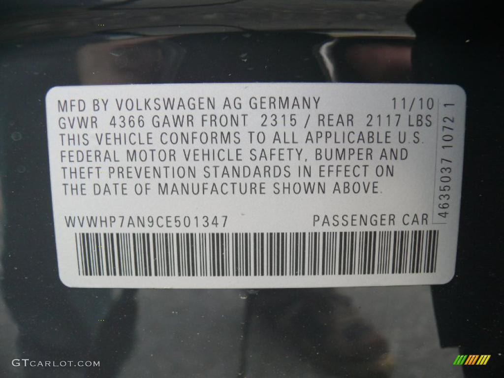 2012 Volkswagen CC Lux Info Tag Photo #47709824