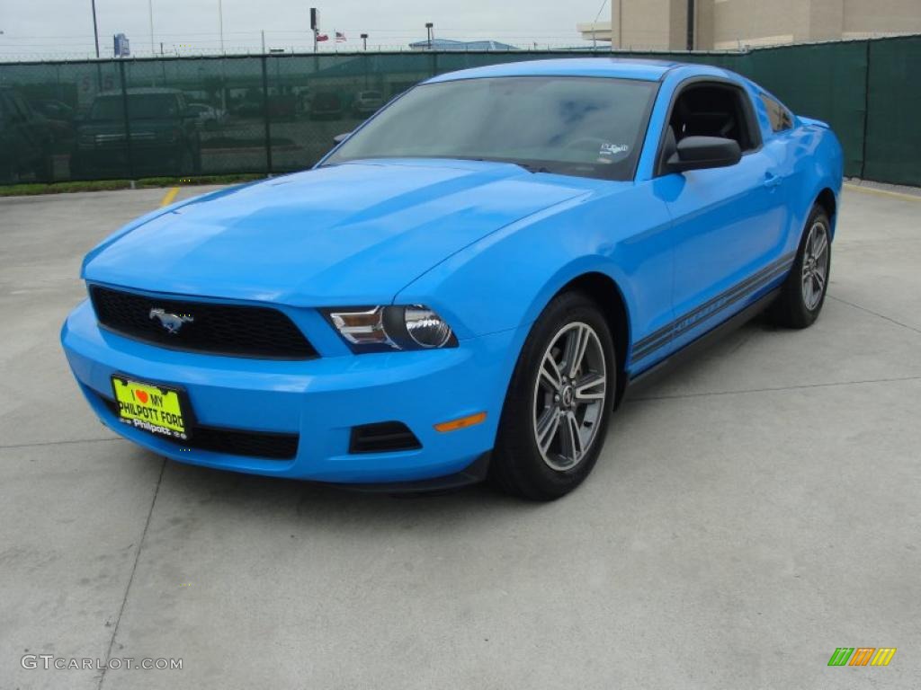 Grabber Blue 2010 Ford Mustang V6 Premium Coupe Exterior Photo #47710364