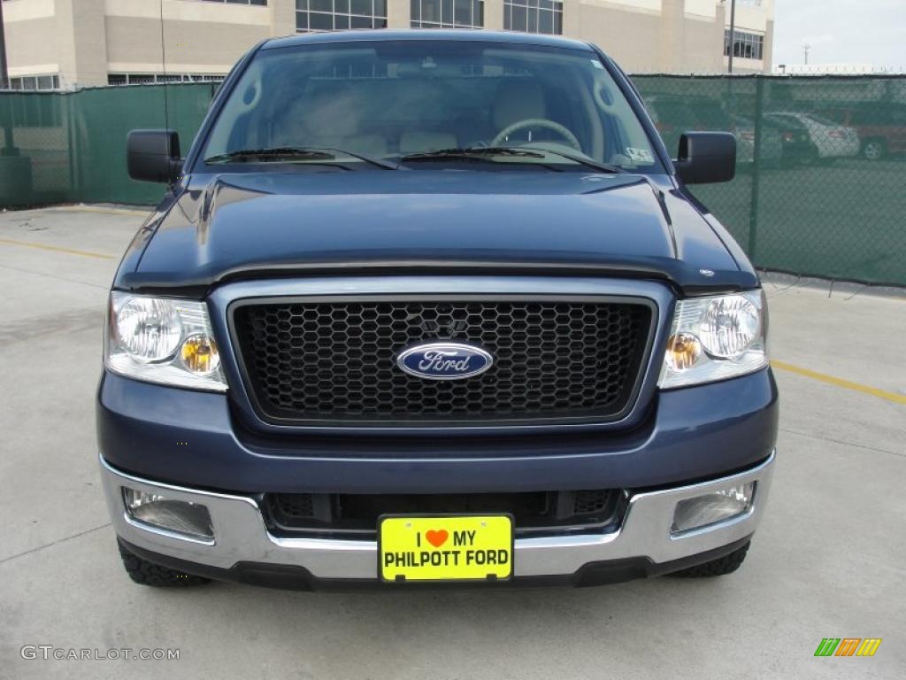 2005 F150 XLT SuperCrew - Medium Wedgewood Blue Metallic / Tan photo #8