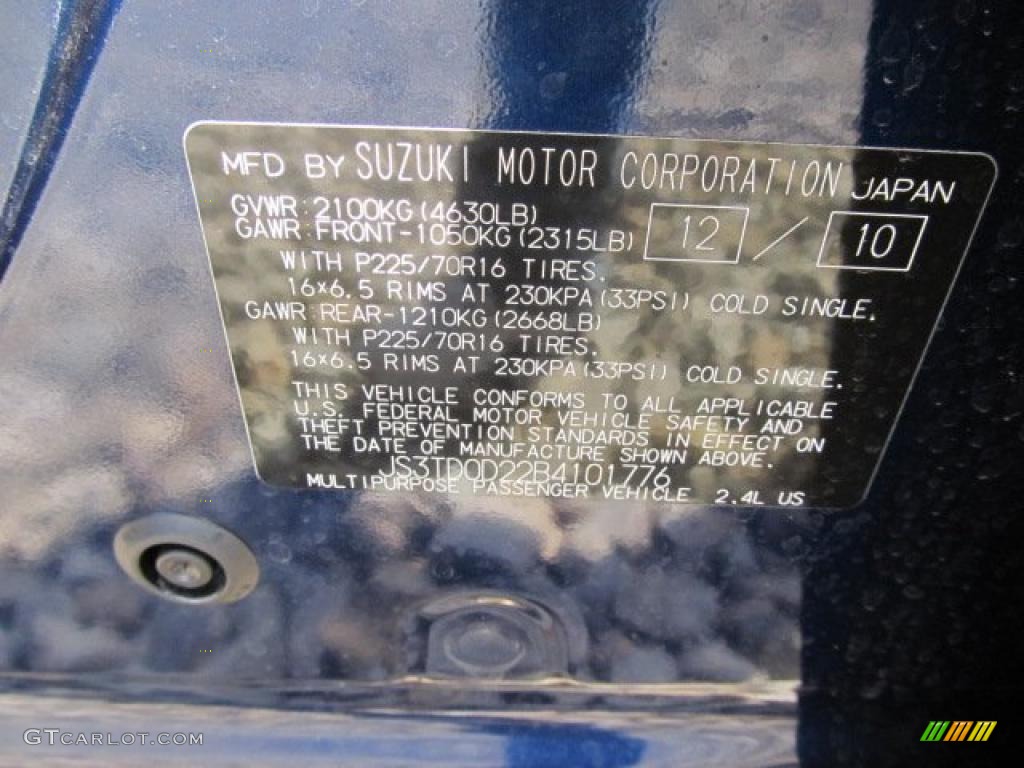 2011 Suzuki Grand Vitara Premium 4x4 Info Tag Photo #47712390