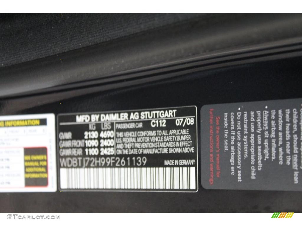 2009 CLK Color Code 112 for Majestic Black Metallic Photo #47719403