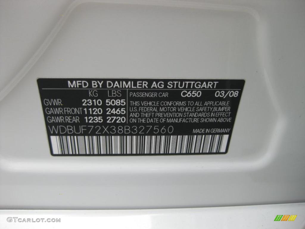 2008 E Color Code 650 for Arctic White Photo #47719550