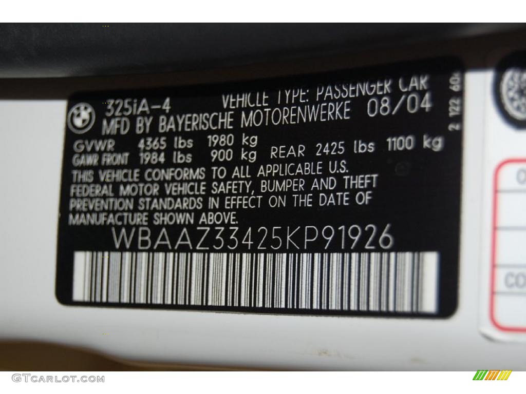 2005 3 Series 325i Sedan - Alpine White / Sand photo #13