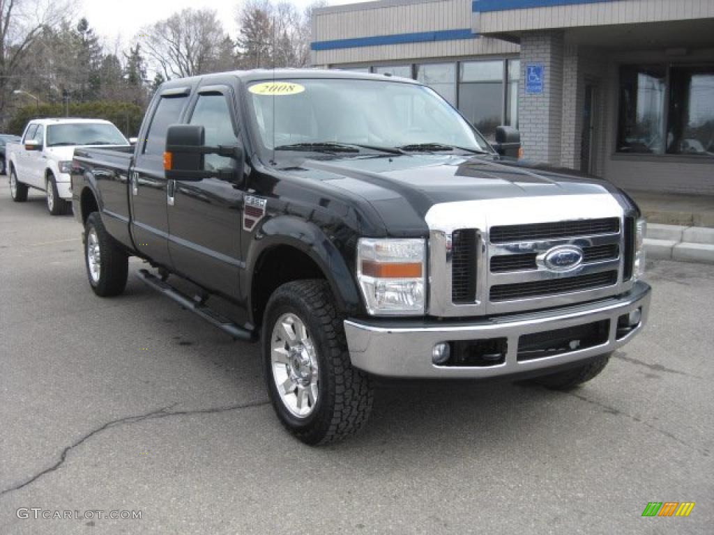 2008 F350 Super Duty Lariat Crew Cab 4x4 - Black / Medium Stone photo #1