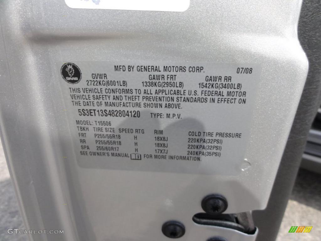 2008 Saab 9-7X 4.2i Info Tag Photo #47738260