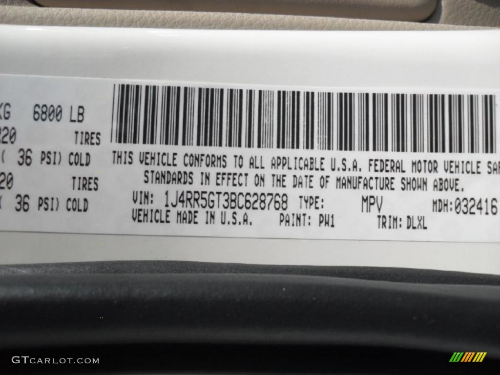 2011 Grand Cherokee Color Code PW1 for Stone White Photo #47738383