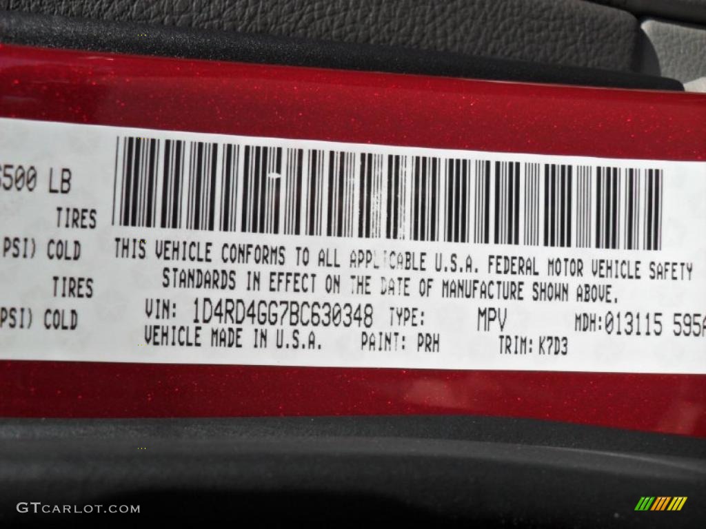 2011 Durango Color Code PRH for Inferno Red Crystal Pearl Photo #47738830