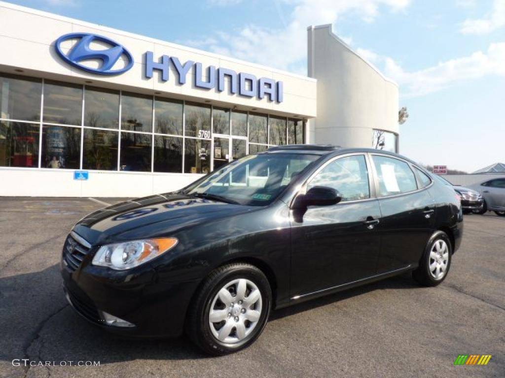 2007 Elantra GLS Sedan - Black Pearl / Beige photo #1