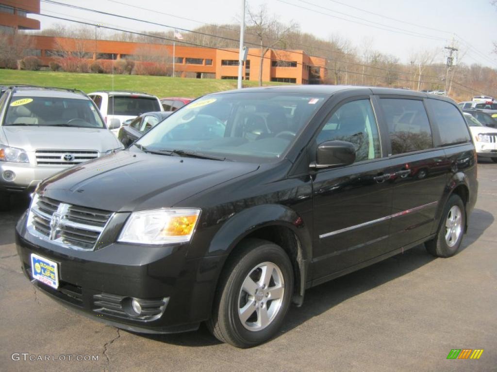 2008 Grand Caravan SXT - Brilliant Black Crystal Pearl / Medium Slate Gray/Light Shale photo #1