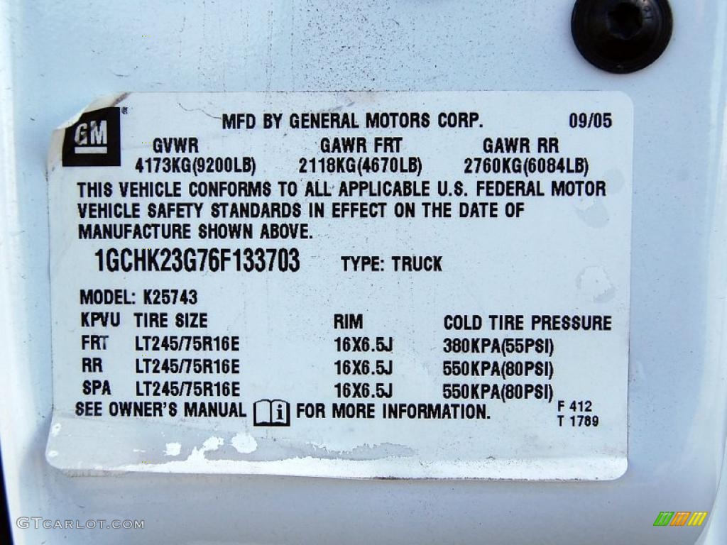2006 Chevrolet Silverado 2500HD LT Crew Cab 4x4 Info Tag Photo #47745719