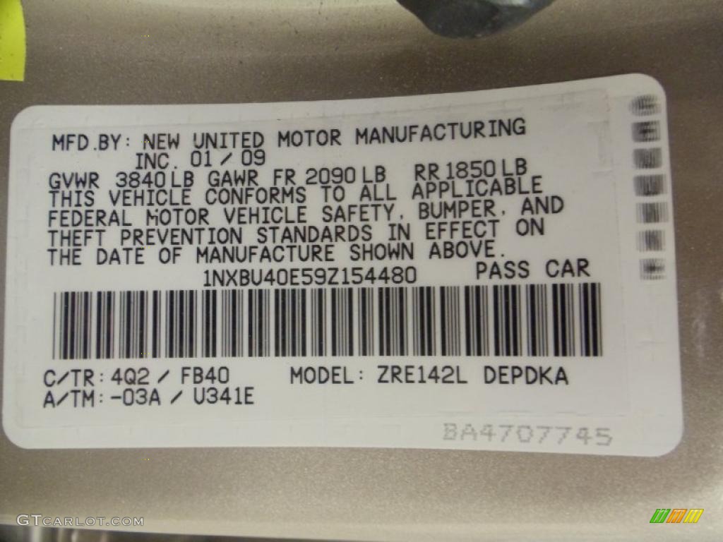 2009 Corolla LE - Desert Sand Mica / Bisque photo #19