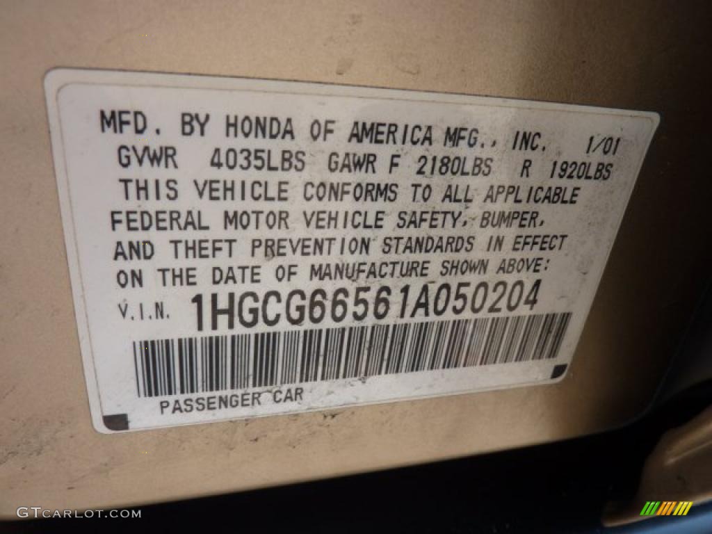 2001 Accord LX Sedan - Naples Gold Metallic / Ivory photo #19