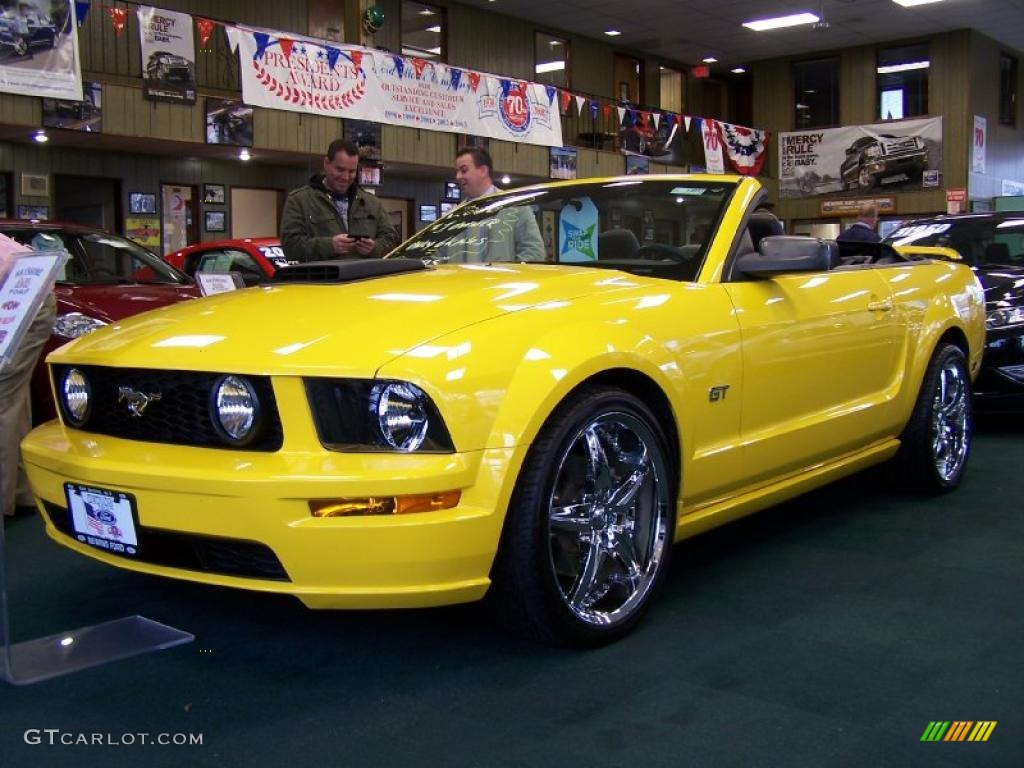 Screaming Yellow 2006 Ford Mustang GT Premium Convertible Exterior Photo #47760325