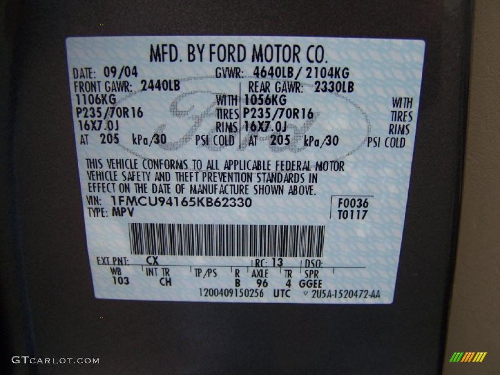 2005 Escape Color Code CX for Dark Shadow Grey Metallic Photo #47760850