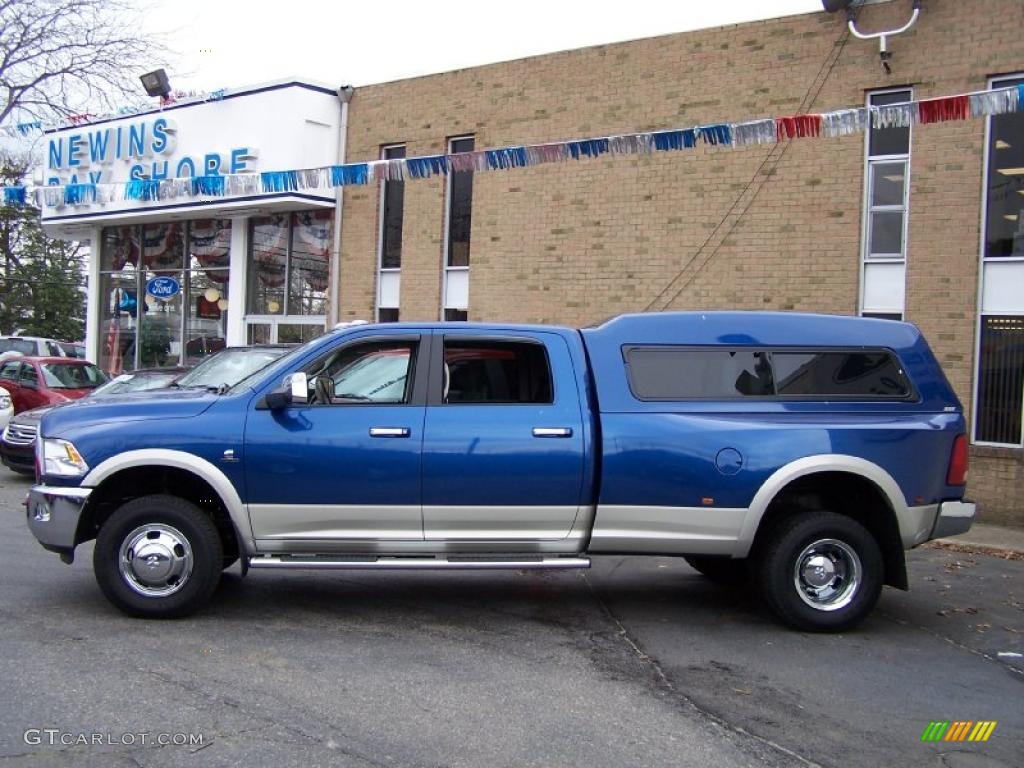 2010 Ram 3500 Laramie Crew Cab 4x4 Dually - Deep Water Blue / Dark Slate photo #3
