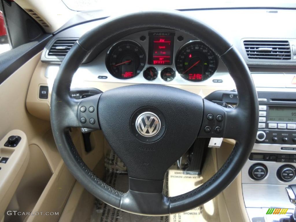 2007 Volkswagen Passat 2.0T Sedan Pure Beige Steering Wheel Photo #47763670