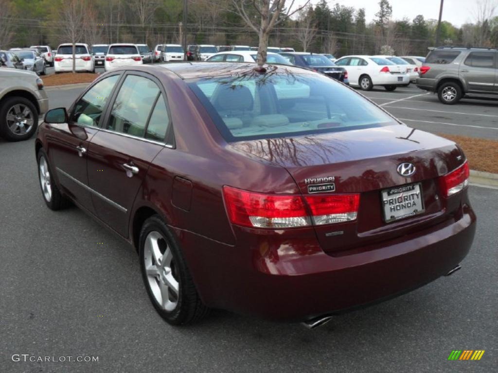 2008 Sonata Limited V6 - Dark Cherry Red / Gray photo #2