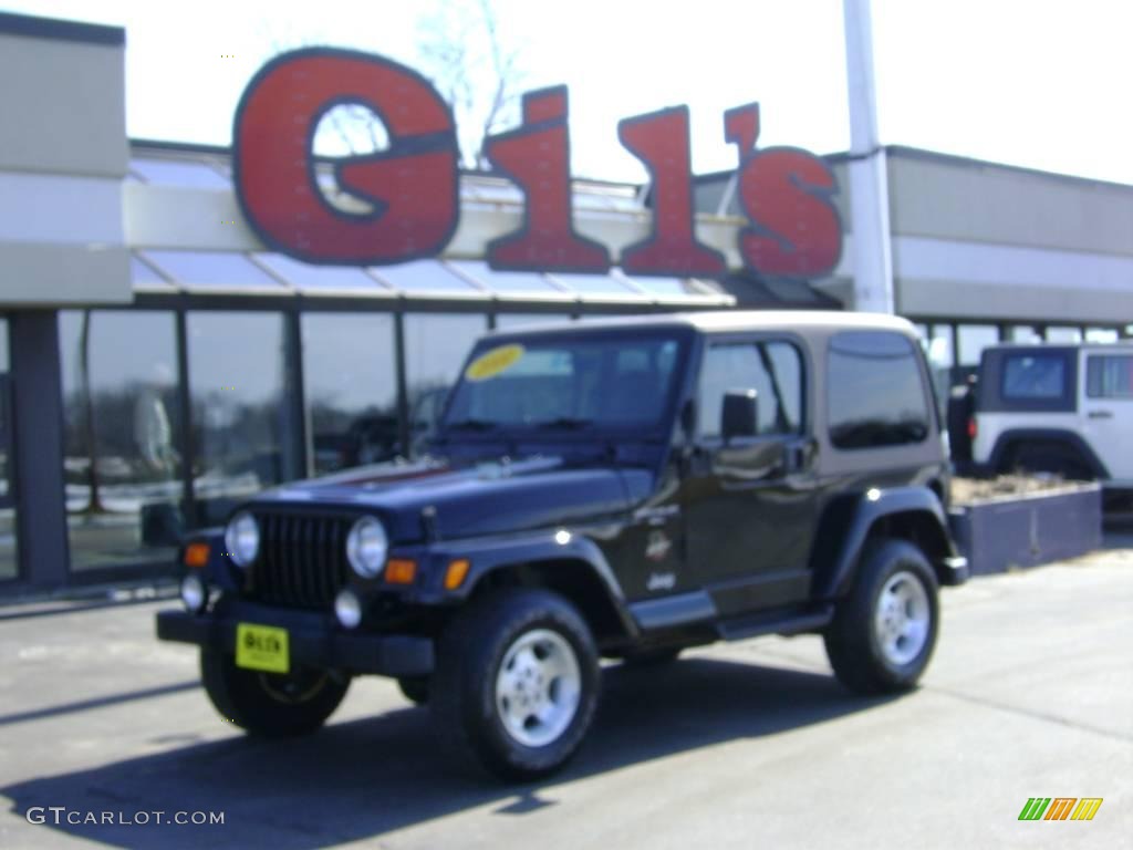 2000 Wrangler Sahara 4x4 - Black / Camel/Dark Green photo #1