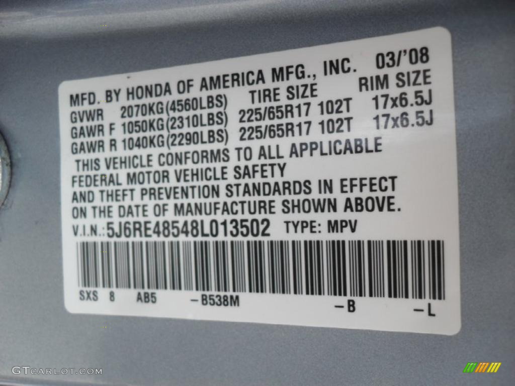 2008 CR-V EX 4WD - Glacier Blue Metallic / Gray photo #6