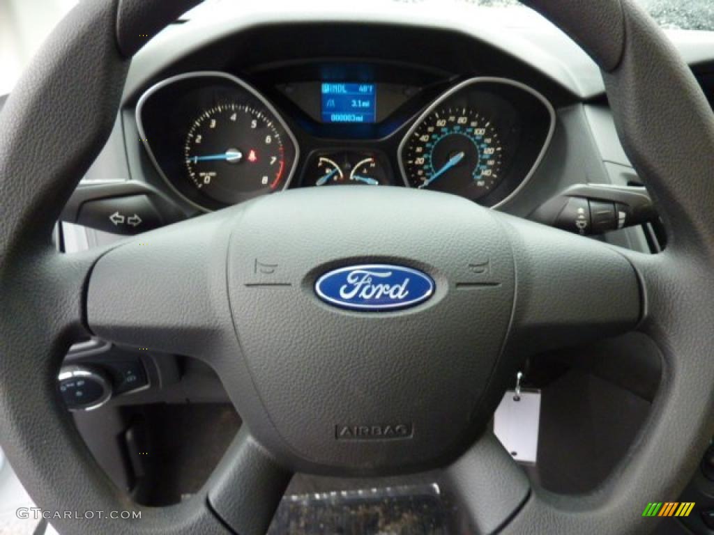 2012 Ford Focus S Sedan Charcoal Black Steering Wheel Photo #47784657