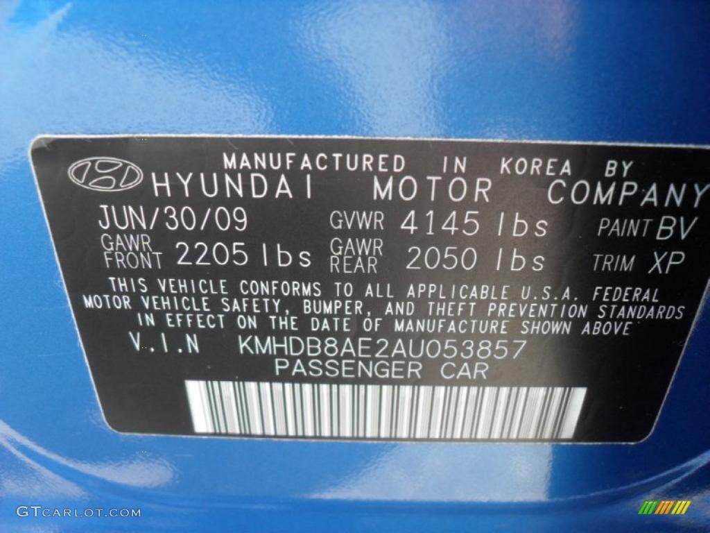 2010 Elantra Color Code BV for Vivid Blue Photo #47785137